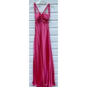 Zum Zum by Niki Livas Dress Sz 5/6 Pink Satin Maxi Strappy Open Back Long Formal